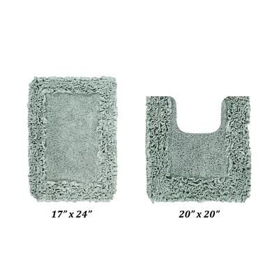 Shaggy Border Bath Rug Mat, 2 Pc Set (17" X 24" | 20" X 20") by Better Trends in Sage