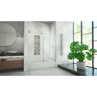 Dreamline DreamLine Enigma-XO 55 - 59 inch W x 62 inch H Fully Frameless Sliding Tub Door in Polished Stainless Steel SHDR-61606220-08