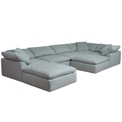 "Cloud Puff 7 Piece 176" Wide Slipcovered Modular Sectional Sofa with Ottomans - Sunset trading SU-1458-43-3C-2A-2O"