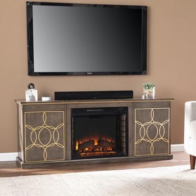 Yardlynn Electric Fireplace Console Media Storage by SEI Furniture in Brown