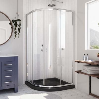 Dreamline DreamLine Prime 36 inch D x 36 inch W x 74 3/4 inch H Semi-Frameless Sliding Clear Shower Enclosure in Chrome with Black Shower Base Kit DL-6702-89-01