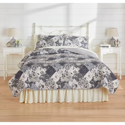 3-Pc. BH Studio Printed Patchwork Quilt Set by BH Studio in Gray Multi (Size TWIN)