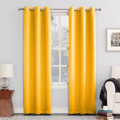 Wide Width Sun Zero Blackout Greenwich Grommet Panel by BrylaneHome in Gold (Size 40" W 95" L)