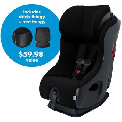 Clek Fllo Convertible Car Seat + Drink & Mat Thingy Bundle - Carbon (Jersey Knit)