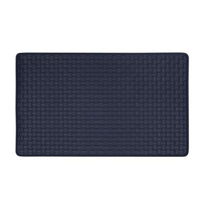 Woven Embossed Faux Leather Anti Fatigue Mat by Achim Home Décor in Navy (Size 20 X 39)