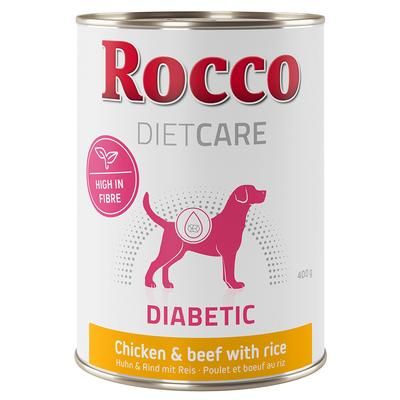 6x400g Diabetic Chicken, Beef, Rice Rocco Diet Care Wet Dog Food