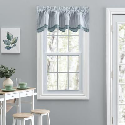 Plaza Stripe 2 Fabric Bradford Valance by Plaza Stripe in Blue
