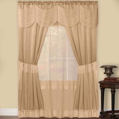 Wide Width Halley 6 Piece Window Curtain Set by Achim Home Décor in Taupe (Size 56" W 84" L)