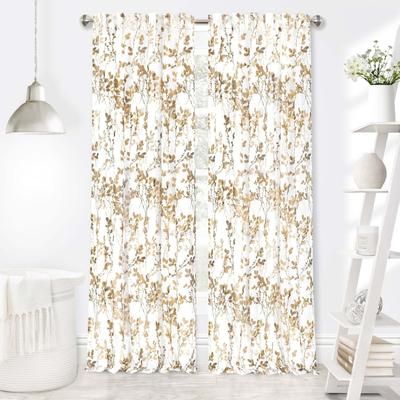Wide Width Misty Back Tab Window Curtain Panel by Achim Home Décor in Hazelnut (Size 52" W 84" L)