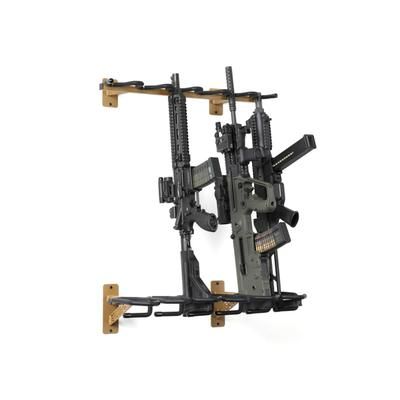 Savior Equipment 6 Slots Rifle Wall Rack RAL 8000 Tan 25in W x 3.5in H x 8in D RK-RIF6-WALL-TN
