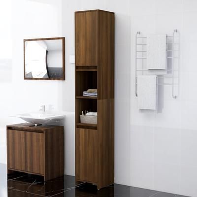 vidaXL Armadio Bagno Rovere Marrone 30x30x183,5cm Legno Ingegnerizzato