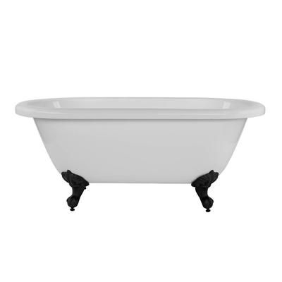 Randolph Morris Windsor 60 Inch Acrylic Double Ended Clawfoot Tub - Continuous Roll Rim - No Faucet Drillings - Ball & Claw Feet RMA60DE0WIMB