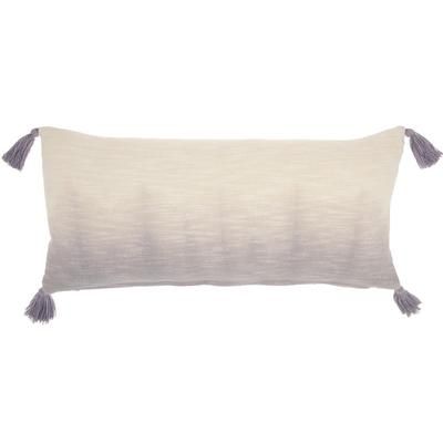 "Mina Victory Life Styles Ombre Tassels Grey Throw Pillows 14"X30" - Nourison 798019074876"