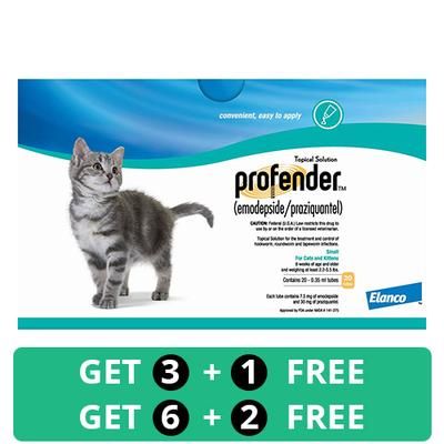 Profender Small Cats & Kittens (0.35 Ml) 2.2-5.5 Lbs 6 Doses + 2 Free