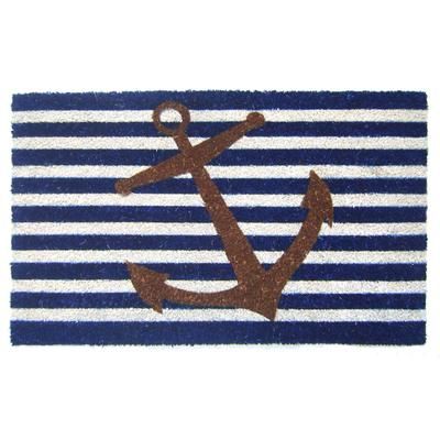 Nautical Anchor Coir Mat With Vinyl Backing Floor Coverings by Nature Mats by Geo in Multi