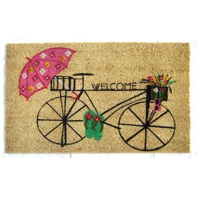 Bicycle Welcome Coir Mat With Vinyl Backing Floor Coverings by Nature Mats by Geo in Multi