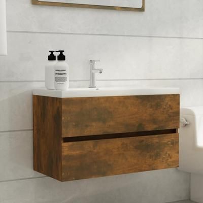 vidaXL Mobile Sottolavabo Rovere Fumo 80x38,5x45 cm Legno Multistrato