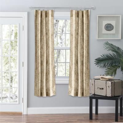 Wide Width Lexington Leaf- Candlewick Leaf Pattern On A Colored Ground- Tailored Panel Pair by Ellis Curtains in Tan (Size 56" W 84" L)