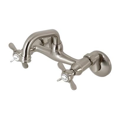 Kingston Brass KS112SN Two-Handle Wall Mount Bar Faucet, Brushed Nickel - Kingston Brass KS112SN