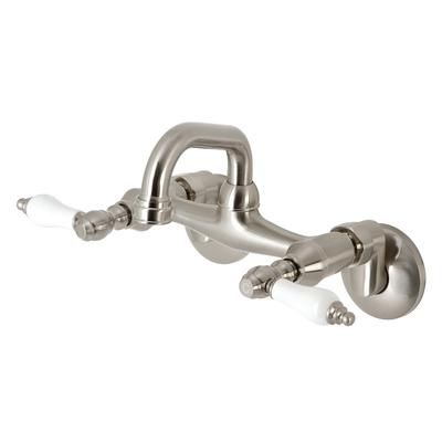 Kingston Brass KS512SN Two-Handle Wall Mount Bar Faucet, Brushed Nickel - Kingston Brass KS512SN