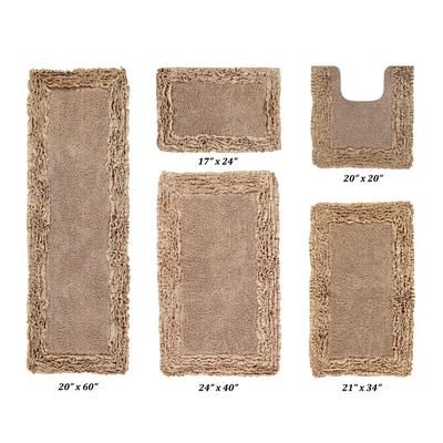Shaggy Border Bath Rug Mat, 5 Pc Set 39283 by Better Trends in Beige
