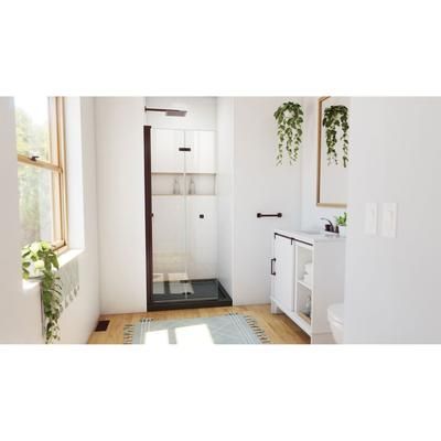 Dreamline DreamLine Aqua-Q Fold 36 inch D x 36 inch W x 74 3/4 inch H Frameless Bi-fold Shower Door in Oil Rubbed Bronze with Center Drain Black Shower Base Kit DL-6528QC-88-06
