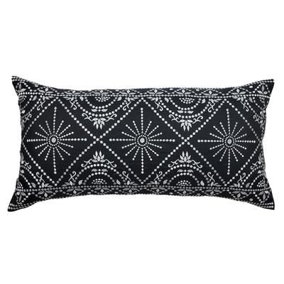 Edie @ Home Indoor/Outdoor Embroidered Tile Oblong Decorative Throw Pillow 15X30, Black/White by Edie@Home in Black White