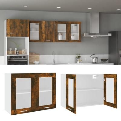 vidaXL Mobile Pensile Vetro Rovere Fumo 80x31x60 cm Legno Multistrato