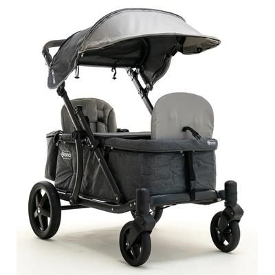 Pronto One (2 Seater) Stroller Wagon - Black Frame / Stone Grey