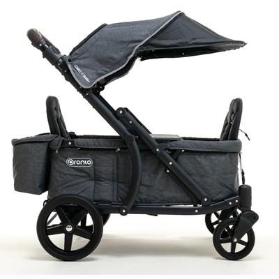 Pronto One (2 Seater) Stroller Wagon - Black Frame / Navy Melange