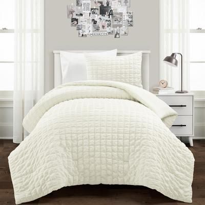 Lush Décor Crinkle Textured Dobby Comforter Ivory 2Pc Set Twin-Xl - Triangle Home Décor 21T013326