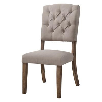 Side Chair (Set-2) by Acme in Linen Weathered Oak