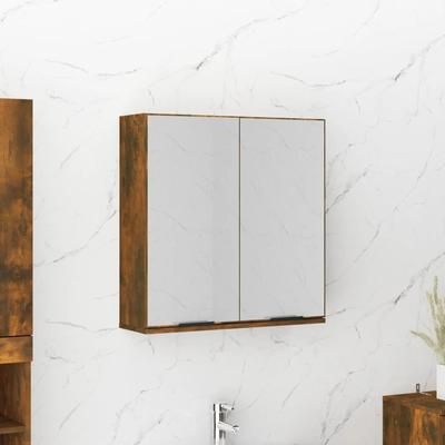 vidaXL Armadietto a Specchio da Bagno Rovere Fumo 64x20x67 cm