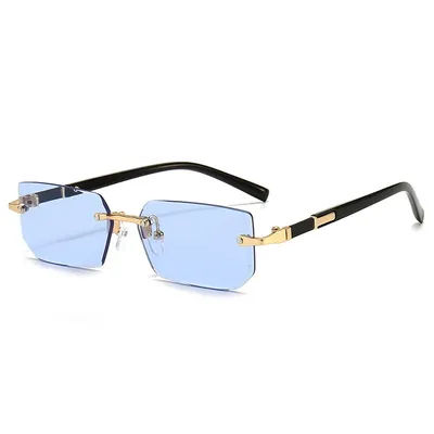 Lunettes de soleil sans monture, rectangulaires, tendance, populaires, pour femmes et hommes, petites lunettes de soleil carrées pour femmes et hommes, lunettes de voyage d'été