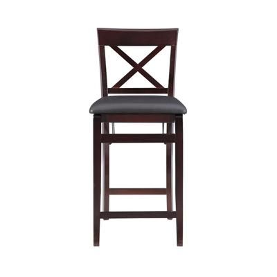 Triena X Back Folding Counter Bar Stool by Linon Home Décor in Brown (Size 24")