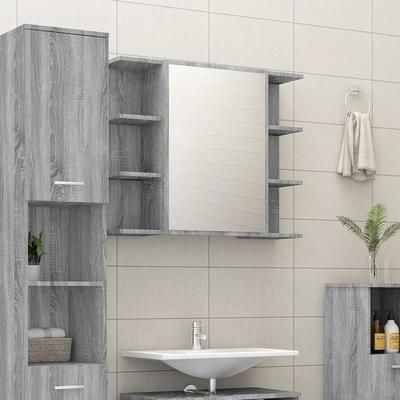 vidaXL Mobile da Bagno Grigio Sonoma 80x20,5x64cm in Legno Multistrato