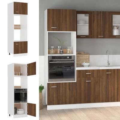 vidaXL Armadio Microonde Rovere Marrone 60x57x207 cm Legno Multistrato