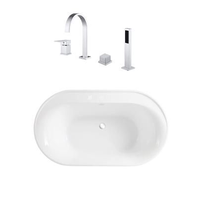 Randolph Morris Speare 66 Inch Acrylic Double Ended Freestanding Tub Package RMBP104-66-CPF3