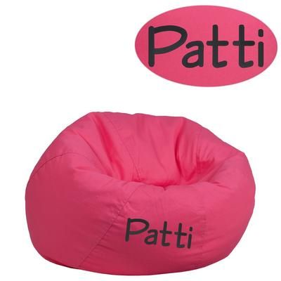 Personalized Small Solid Hot Pink Bean Bag Chair for Kids and Teens [DG-BEAN-SMALL-SOLID-HTPK-TXTEMB-GG] - Flash Furniture DG-BEAN-SMALL-SOLID-HTPK-TXTEMB-GG