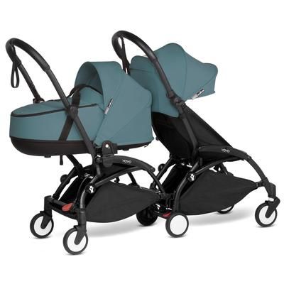 Babyzen YOYO Connect Double Stroller Bassinet / 6+ Bundle - Black / Aqua