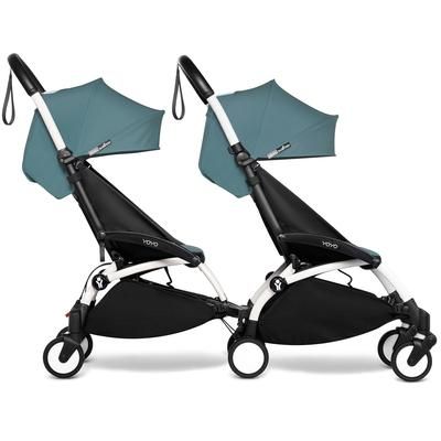 Babyzen YOYO Connect Double Stroller 6+ / 6+ Bundle - White / Aqua