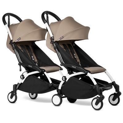 Babyzen YOYO Connect Double Stroller 6+ / 6+ Bundle - White / Taupe