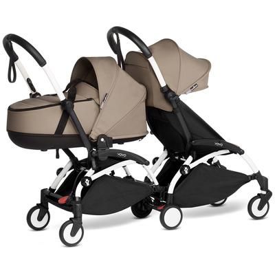 Babyzen YOYO Connect Double Stroller Bassinet / 6+ Bundle - White / Taupe