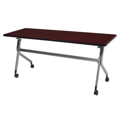 Regency En Route Flip Top Mobile Training Table 48 in x 24 in.- Mahogany top & Grey Base - Regency MMFB4824MHGY