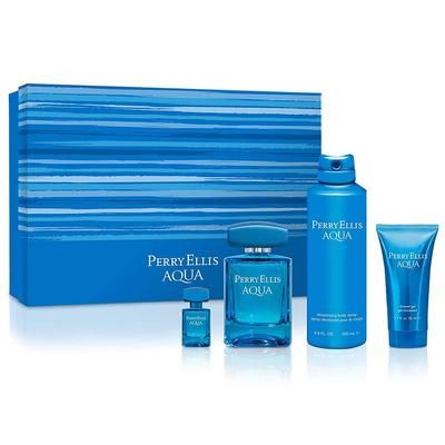Aqua 4 Pc Gift Set From Perry Ellis For Men Standard Eau De Toilette for Men