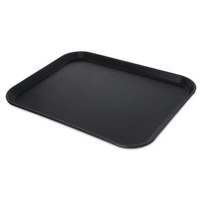 Carlisle 1814GR2004 Rectangular Griptite 2 Serving Tray - 18" x 14", Fiberglass, Black