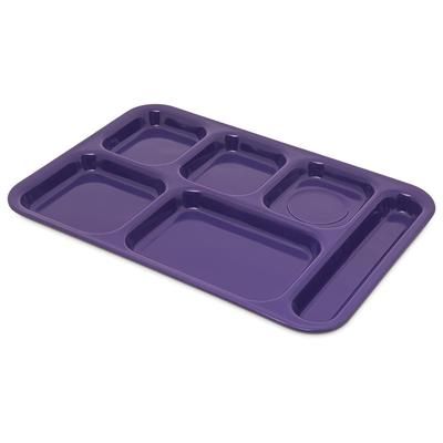 Carlisle 4398887 Melamine Rectangular Tray w/ 6 Compartments, 14 1/2" x 10", Purple