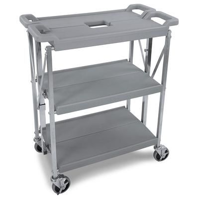 Carlisle SBC152123 3 Level Polymer Utility Cart w/ 350 lb Capacity, Flat Ledges, Gray