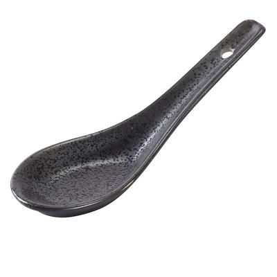Yanco DB-7002 5 1/2" Diamond Black Spoon - Porcelain, Black