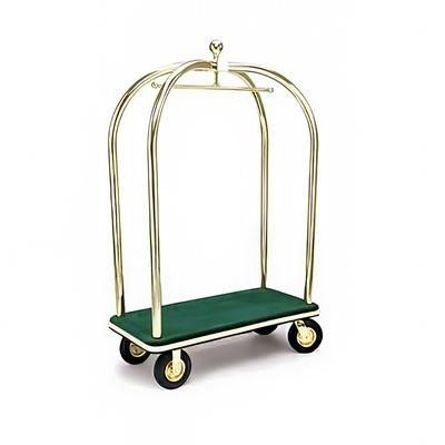 Forbes Industries 2538 Birdcage Luggage Cart w/ Carpeted Deck - 48"L x 24"W x 78"H, Polished Steel, Chrome